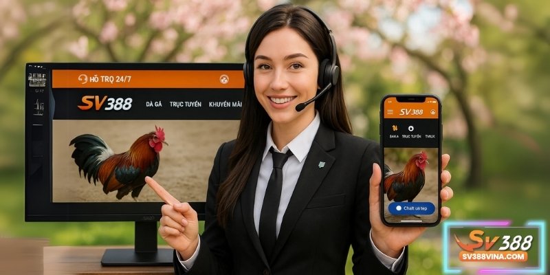 Giao diện hỗ trợ Sv388 tích hợp trên cả website và ứng dụng.