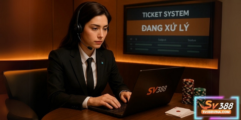 Tư vấn viên Sv388 đang xử lý yêu cầu khách hàng với sự chuyên nghiệp.